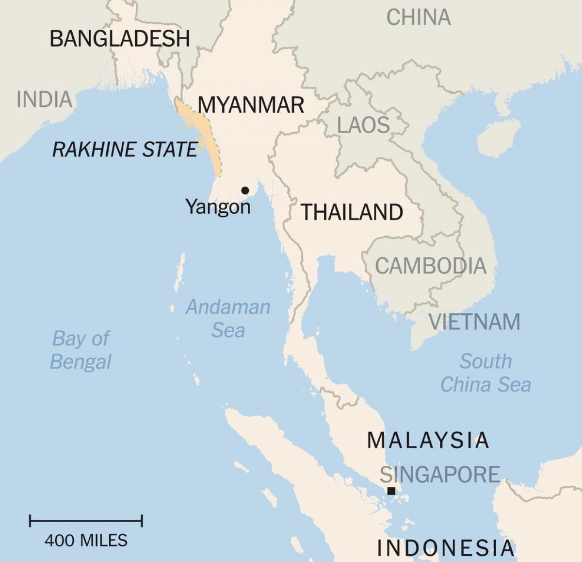 rakhine ریاست میانمار کا نقشہ