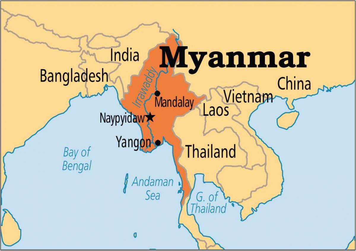 محل وقوع کے میانمار میں دنیا کے نقشے