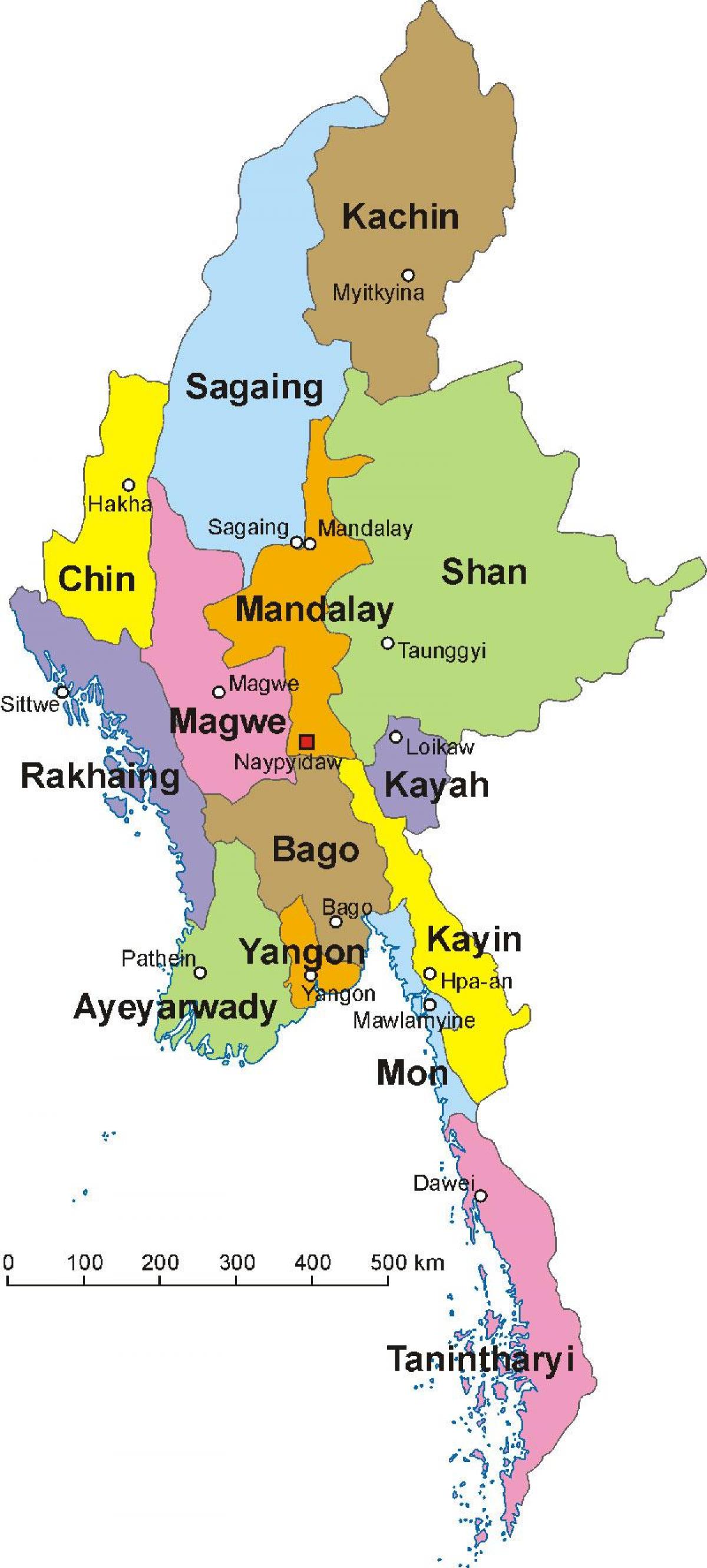 میانمار کے نقشے کی تصویر