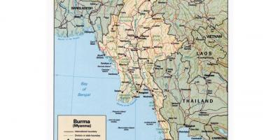 نقشہ میانمار کے شہروں کے ساتھ